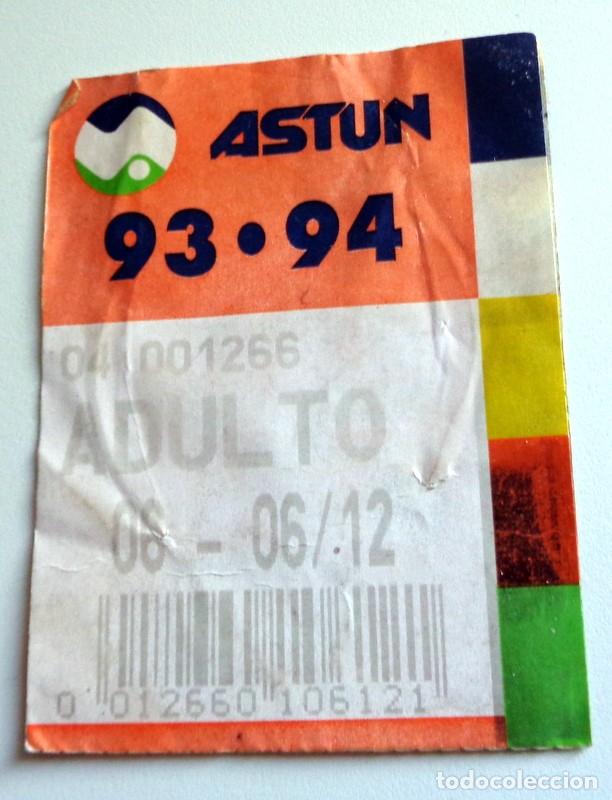 Coleccionismo deportivo: TARJETA ABONO PARA REMOLQUES ESTACION ESQU&Iacute; AST&Uacute;N PIRINEO ARAGON&Eacute;S HUESCA. Temporada 93-94