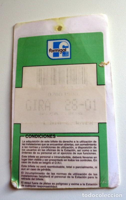 Coleccionismo deportivo: TARJETA ABONO ENTRADA ESTACION ESQU&Iacute; FORMIGAL PIRINEO ARAGON&Eacute;S HUESCA. A&Ntilde;O 2001