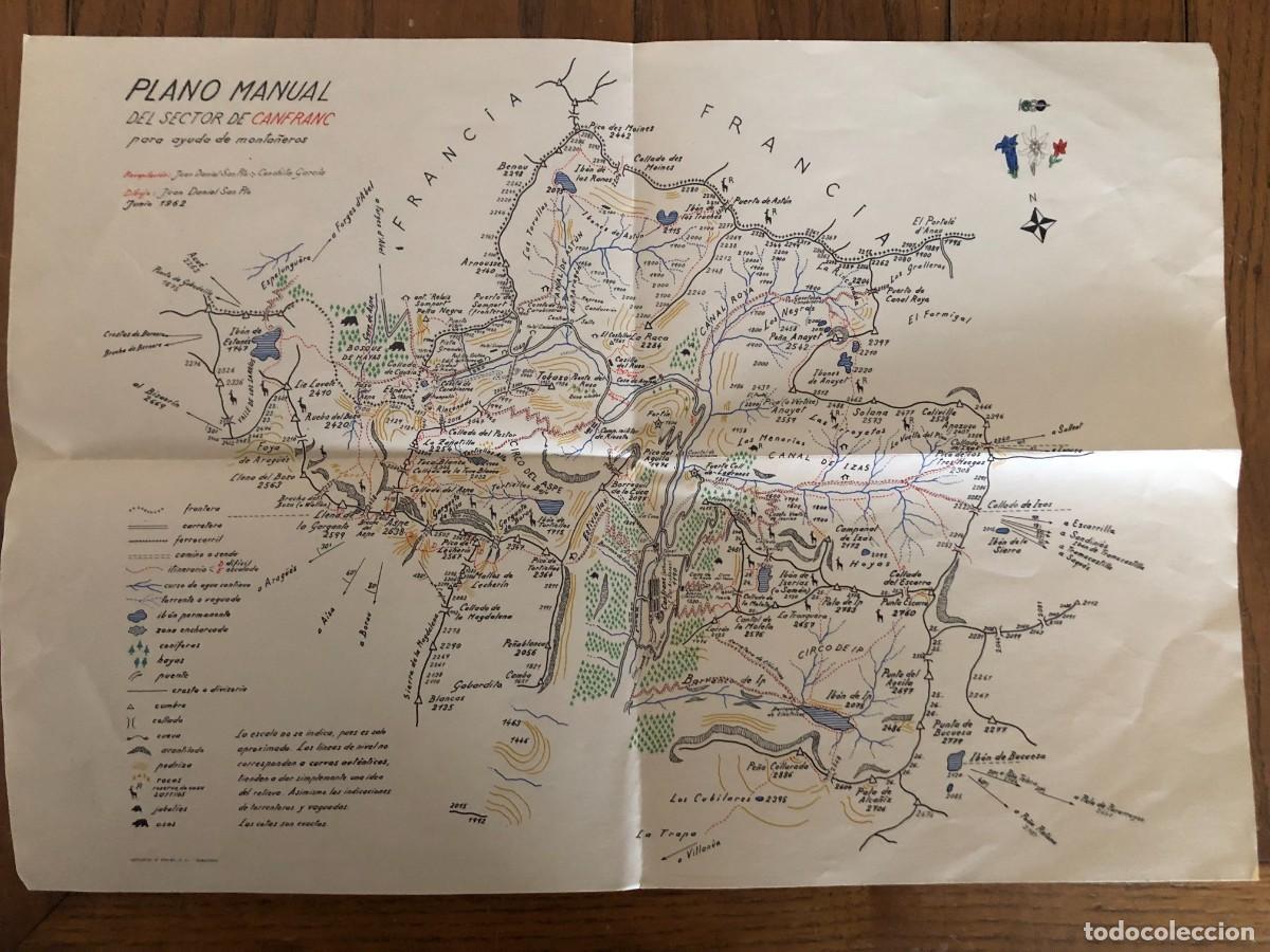Coleccionismo deportivo: PLANO MANUAL DEL SECTOR CANFRANC PARA AYUDA DE MONTA&Ntilde;EROS, J. DANIEL SAN PIO, 1962.