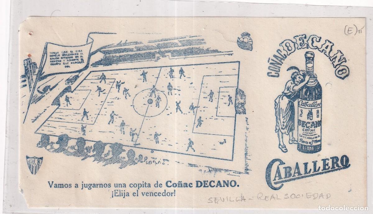 Coleccionismo deportivo: Publicidad equipos futbol Sevilla, Real Sociedad . Co&ntilde;ac de Cano Caballero. Elija al vencedor.