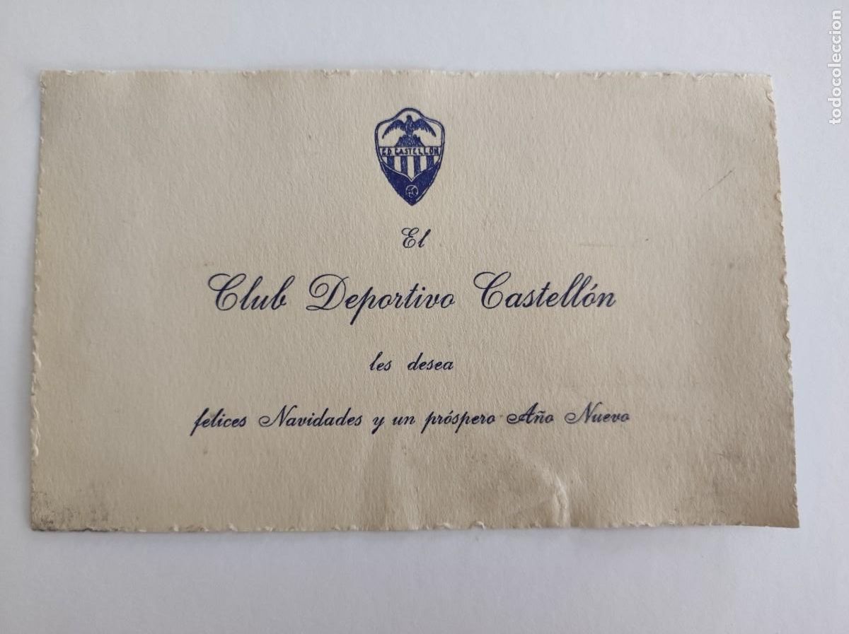 Coleccionismo deportivo: Tarjeta fecicitacion navidad y a&ntilde;o nuevo Club Deportivo Castellon a&ntilde;os 50 - futbol