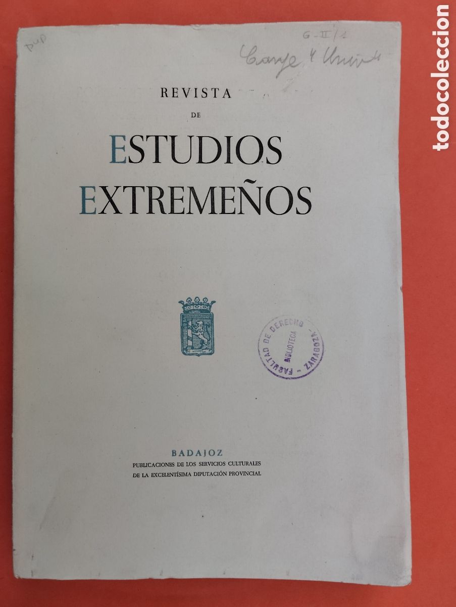 Coleccionismo deportivo: Revista de Estudios Extreme&ntilde;os. BADAJOZ. Tomo XV n&ordm;II. 1959