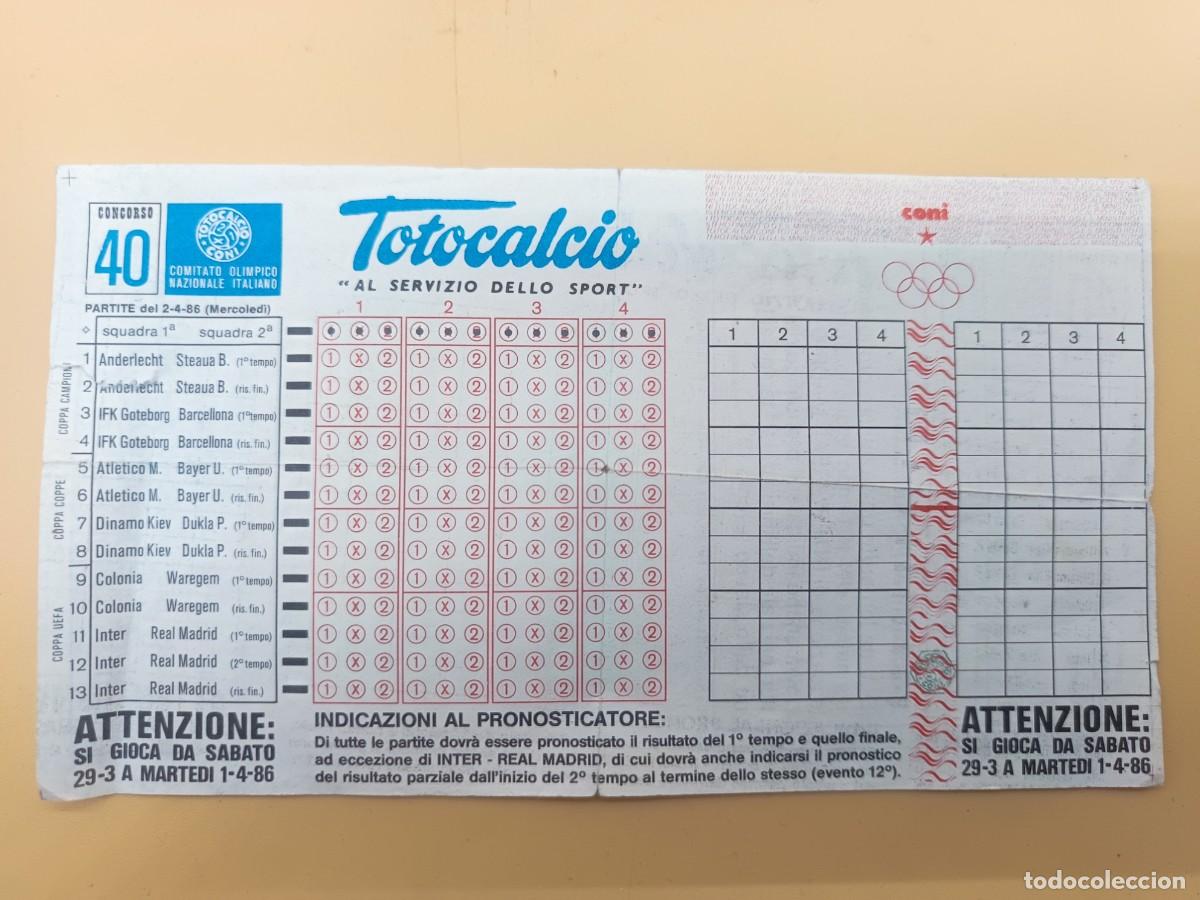 Coleccionismo deportivo: QUINIELA ITALIANA 1986