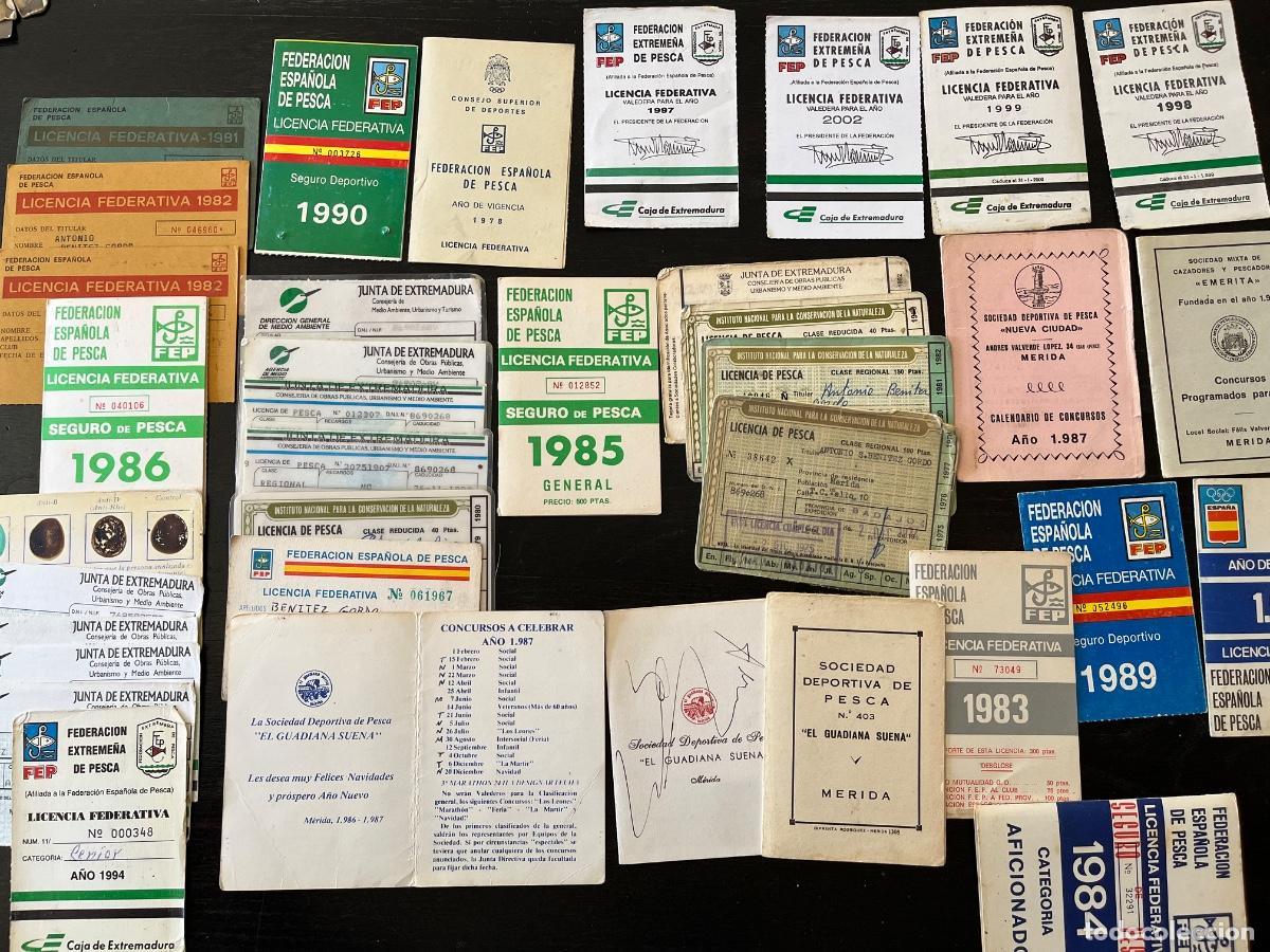 Coleccionismo deportivo: COLECCI&Oacute;N LICENCIA FEDERATIVA DE PESCA NACIONAL Y DE EXTREMADURA