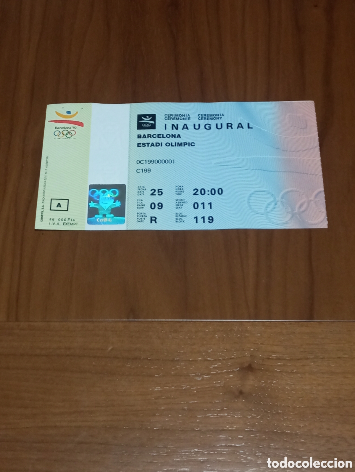 Coleccionismo deportivo: Ticket Entrada Ceremonia Inaugural Apertura Juegos Ol&iacute;mpicos Barcelona 1992