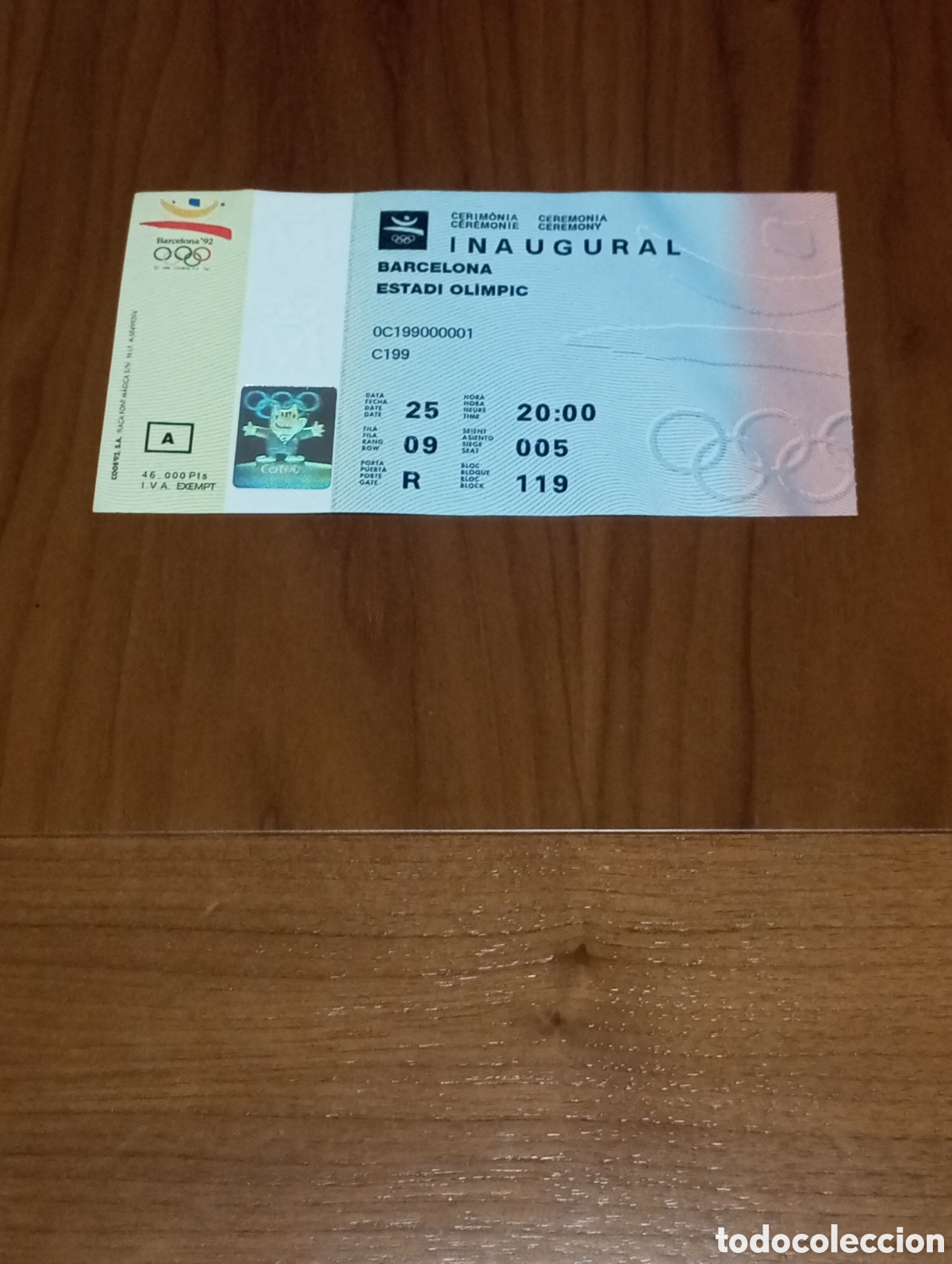Coleccionismo deportivo: Ticket Entrada Ceremonia Inaugural Apertura Juegos Ol&iacute;mpicos Barcelona 1992