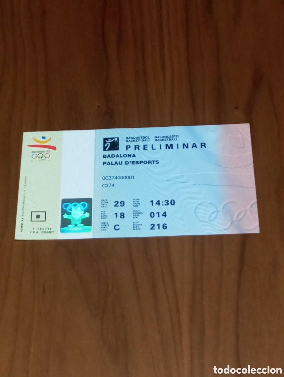 Sports collectibles: ENTRADA EQUIPO UNIFICADO VS CHINA Y LITUANIA VS PUERTO RICO SABONIS BALONCESTO JJOO BARCELONA 1992