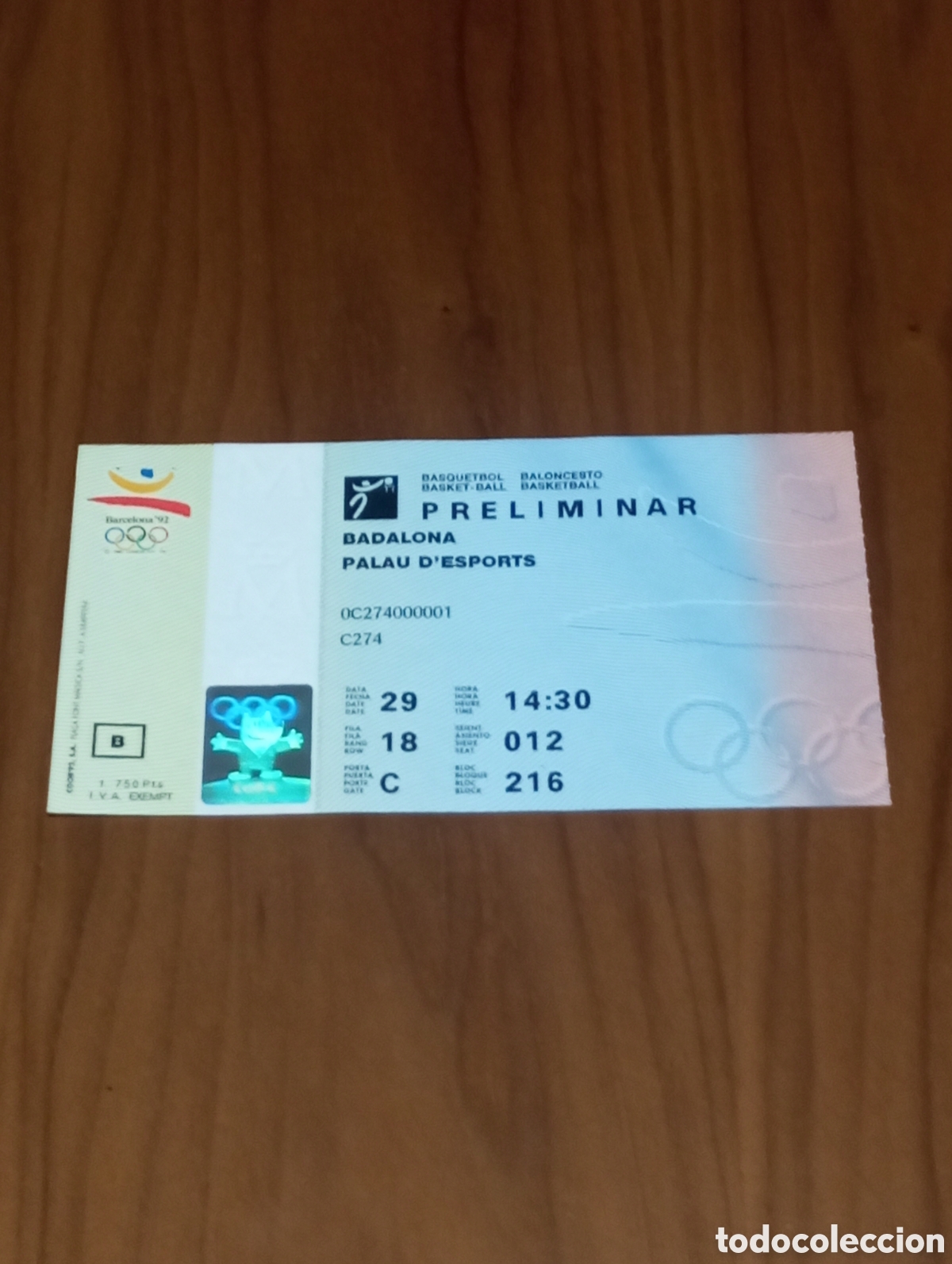 Collectionnisme sportif: ENTRADA EQUIPO UNIFICADO VS CHINA Y LITUANIA VS PUERTO RICO SABONIS BALONCESTO JJOO BARCELONA 1992