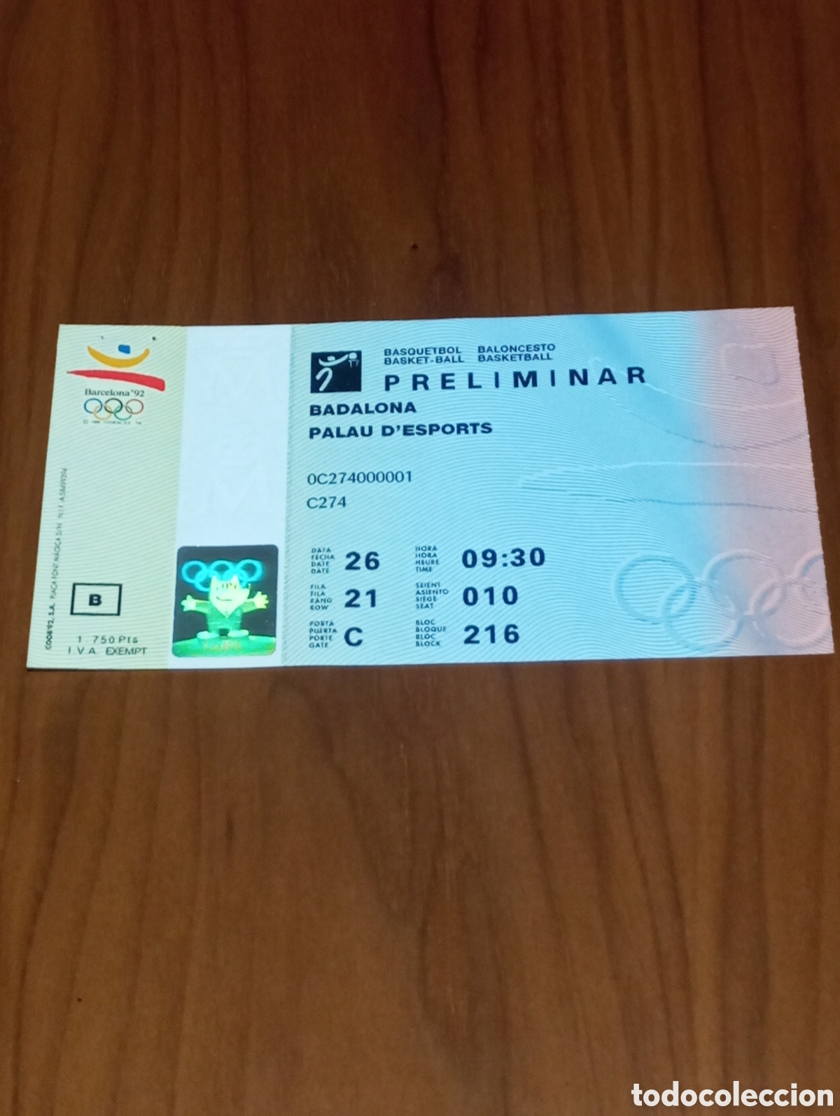 Coleccionismo deportivo: ENTRADA VENEZUELA VS EQUIPO UNIFICADO Y CHINA VS LITUANIA SABONIS BALONCESTO JJOO BARCELONA 1992