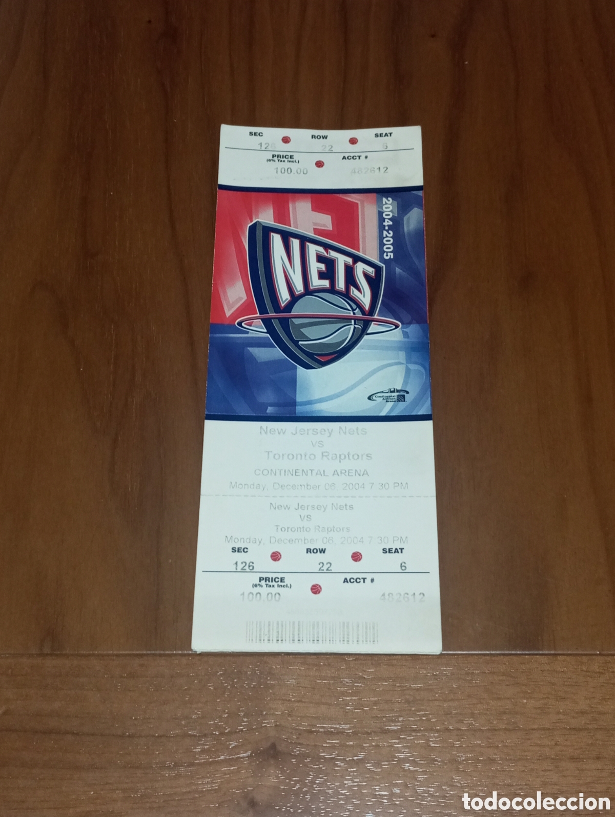 Coleccionismo deportivo: ENTRADA ENTERA SIN CORTAR NBA NEW JERSEY NETS VS TORONTO RAPTORS 2004
