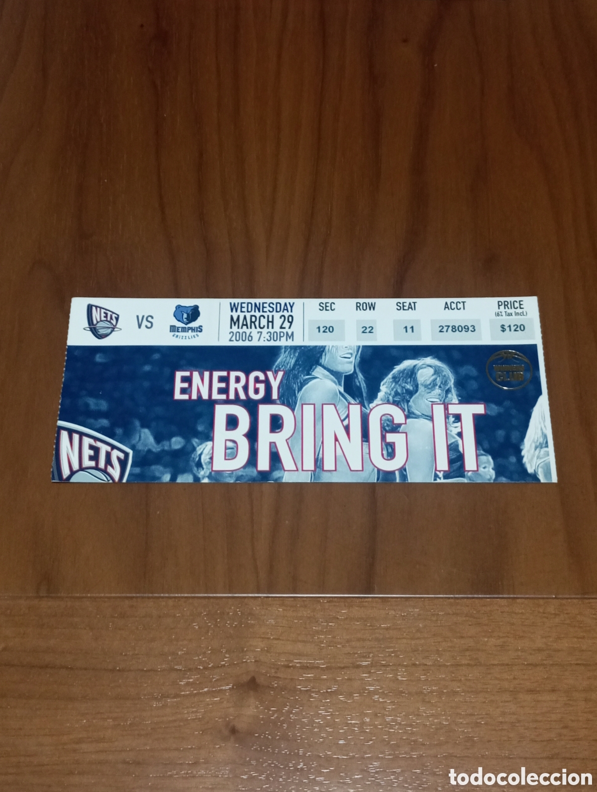 Coleccionismo deportivo: ENTRADA NBA NEW JERSEY NETS VS MEMPHIS GRIZZLIES 2006