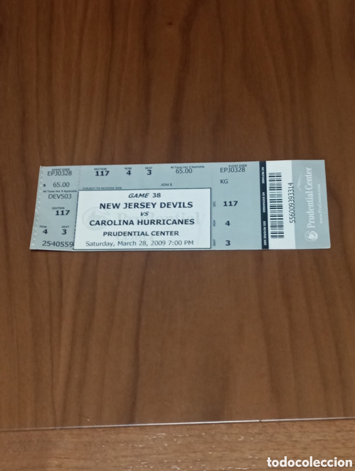 Coleccionismo deportivo: ENTRADA ENTERA SIN CORTAR NHL NEW JERSEY DEVILS VS CAROLINA HURRICANES 2009