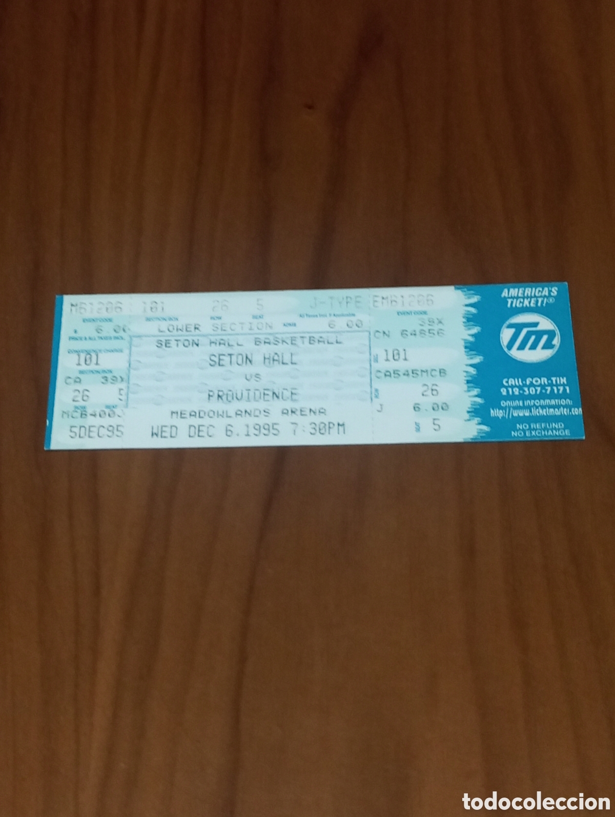 Coleccionismo deportivo: ENTRADA COMPLETA SIN CORTAR NCAA BASKETBALL SETON HALL VS PROVIDENCE 1995