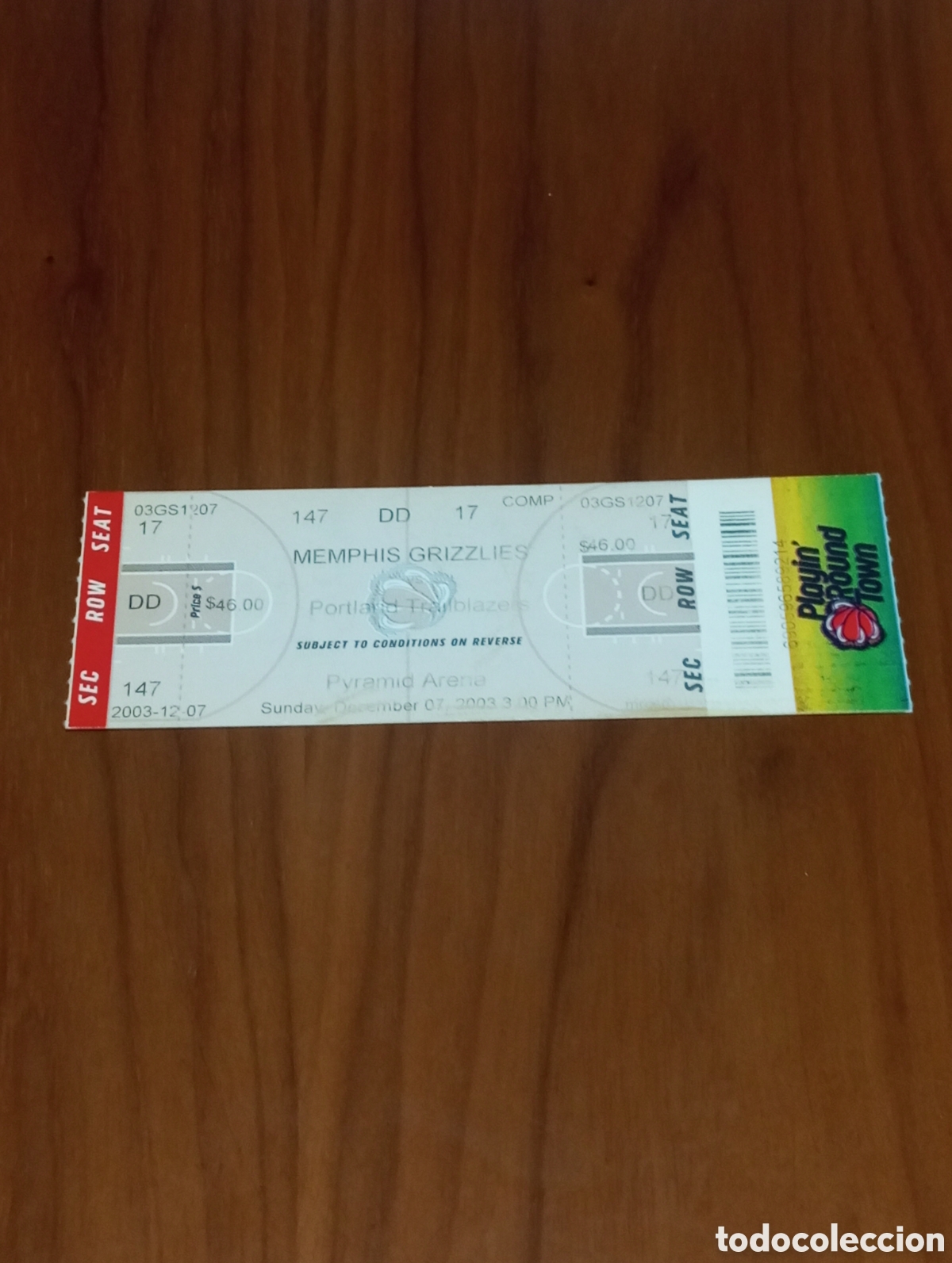 Coleccionismo deportivo: ENTRADA ENTERA MEMPHIS GRIZZLIES VS PORTLAND TRAILBLAZERS 2003 PAU GASOL
