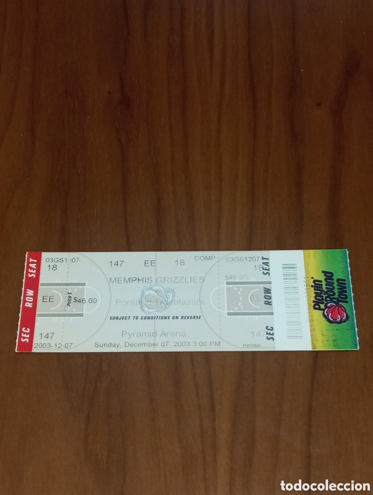 Coleccionismo deportivo: ENTRADA ENTERA MEMPHIS GRIZZLIES VS PORTLAND TRAILBLAZERS 2003 PAU GASOL