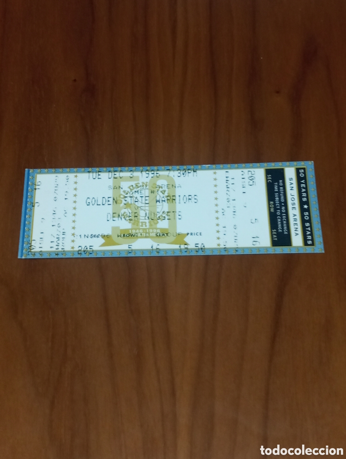 Coleccionismo deportivo: Entrada sin cortar NBA Golden State Warriors VS Denver Nuggets 1996