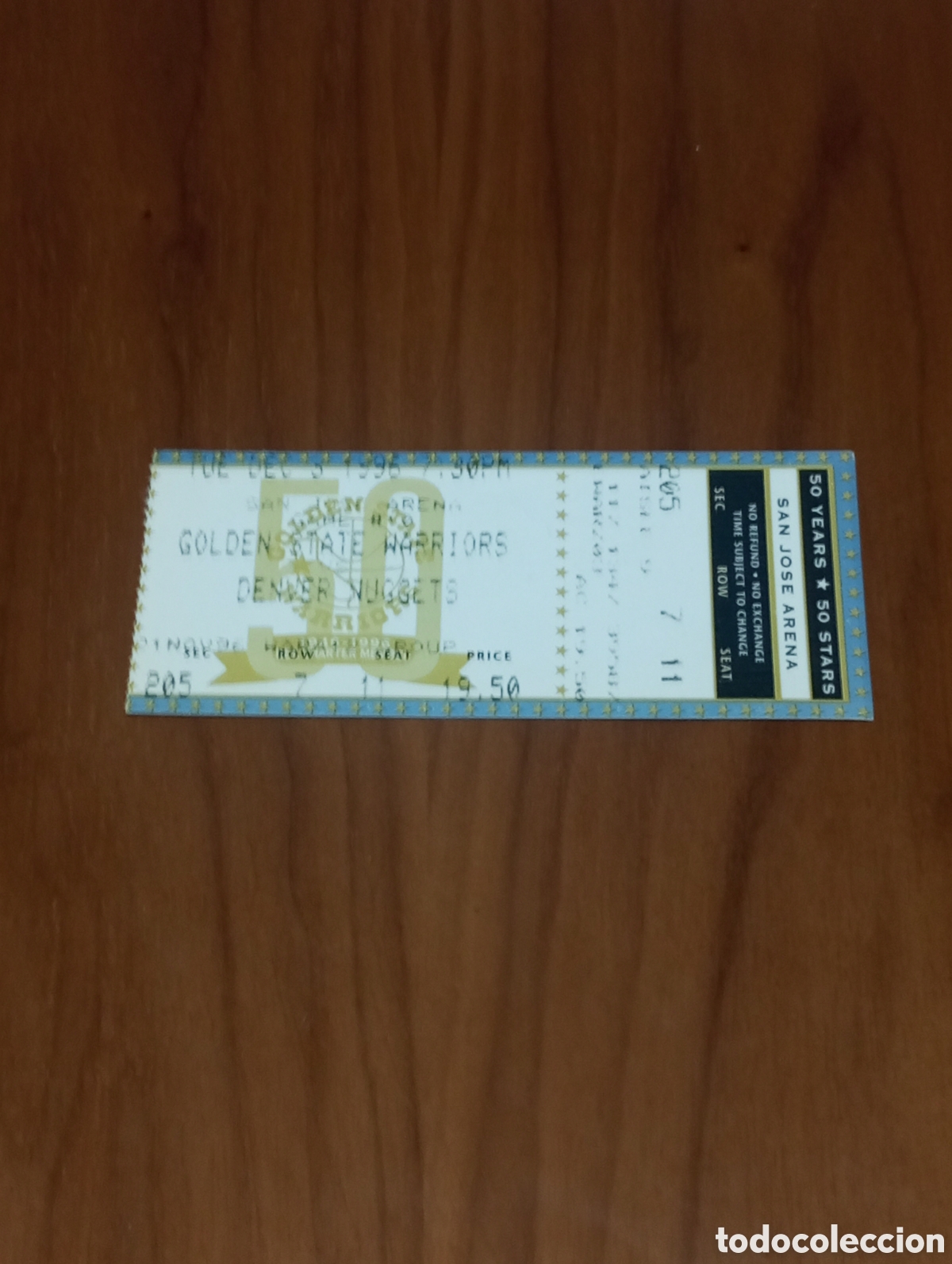 Coleccionismo deportivo: Entrada sin cortar NBA Golden State Warriors VS Denver Nuggets 1996