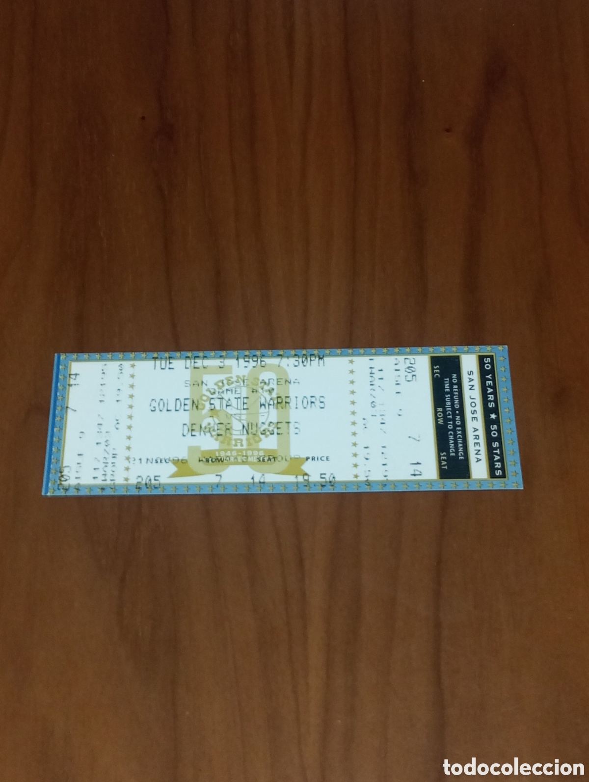 Coleccionismo deportivo: Entrada sin cortar NBA Golden State Warriors VS Denver Nuggets 1996