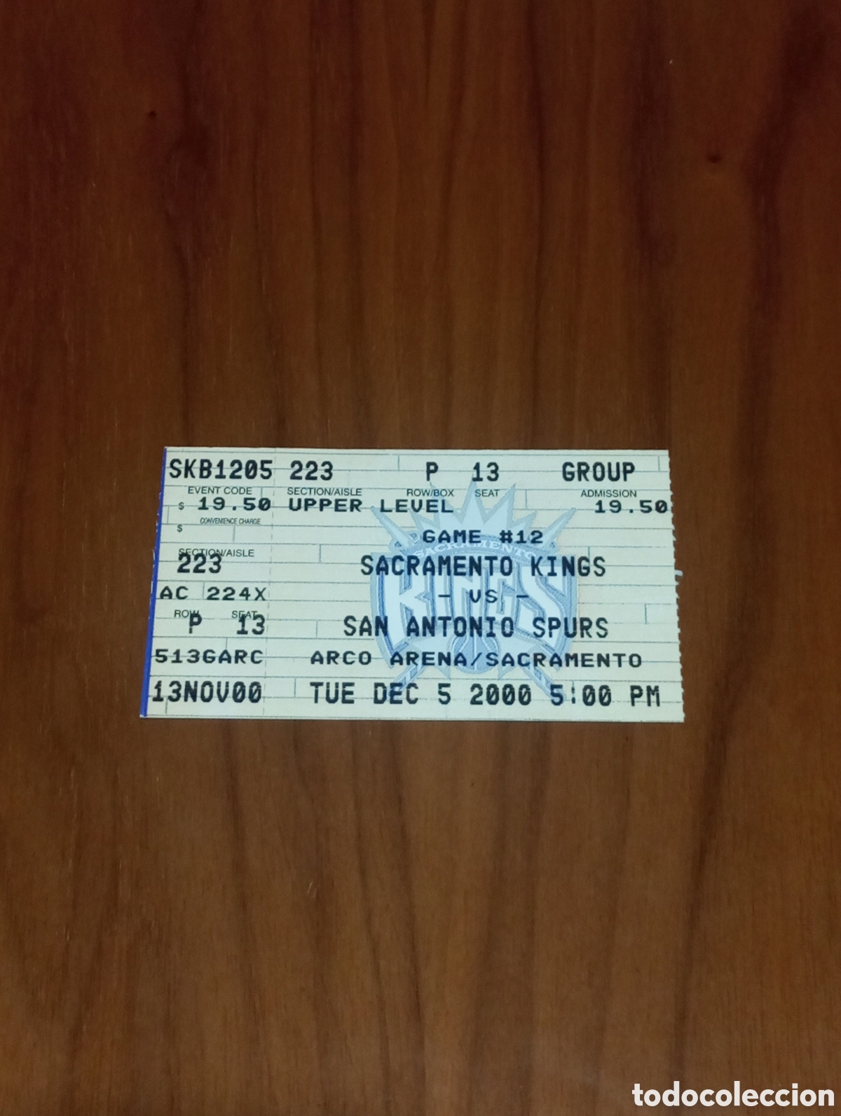 Coleccionismo deportivo: Entrada NBA Sacramento Kings Vs San Antonio Spurs 2000