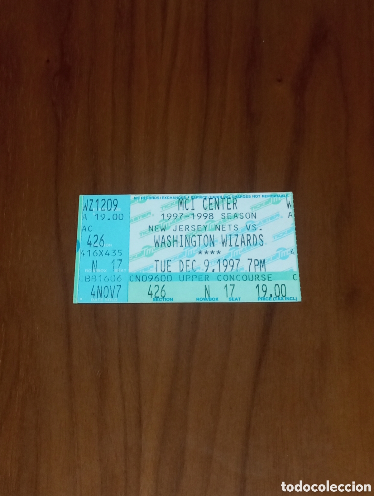 Coleccionismo deportivo: ENTRADA NBA NEW JERSEY NETS VS WASHINGTON WIZARDS 1997