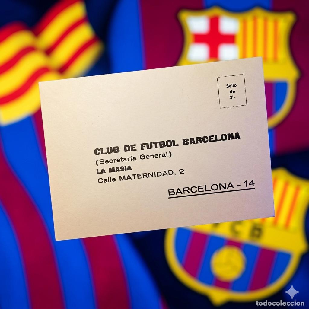 Coleccionismo deportivo: ⚜️ L04A01. &Uacute;nico. Raro. Sobre Oficial CF Barcelona A&ntilde;os 60/70 La Mas&iacute;a Secretar&iacute;a General