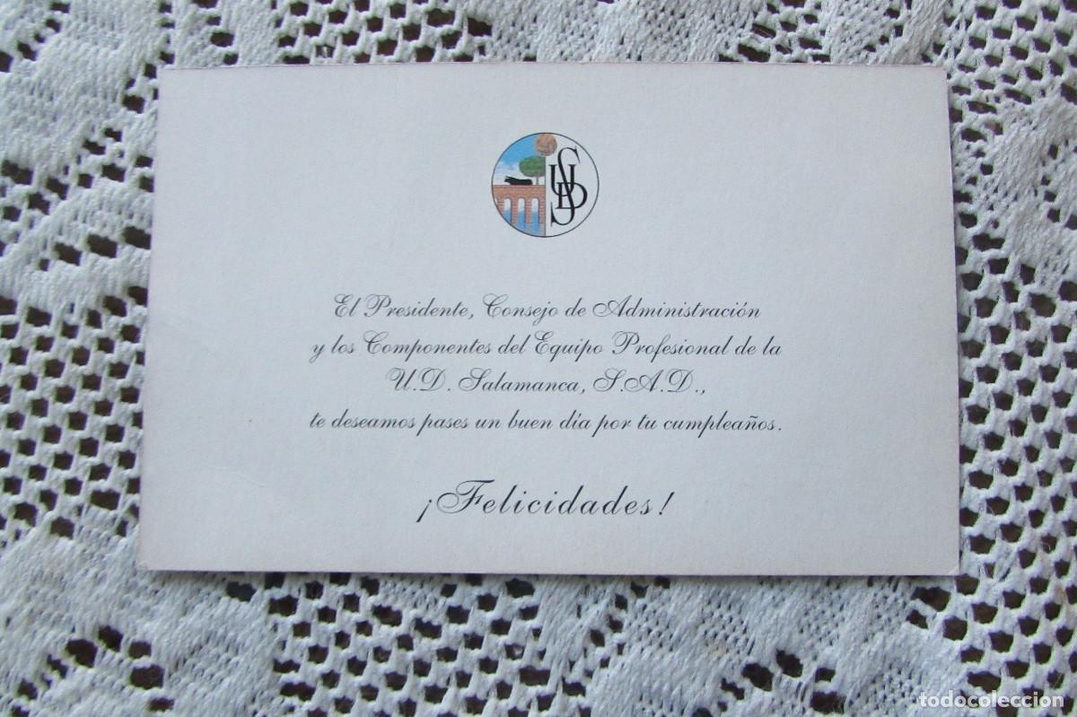 Coleccionismo deportivo: FELICITACION U.D.S. SALAMANCA - Foto 2