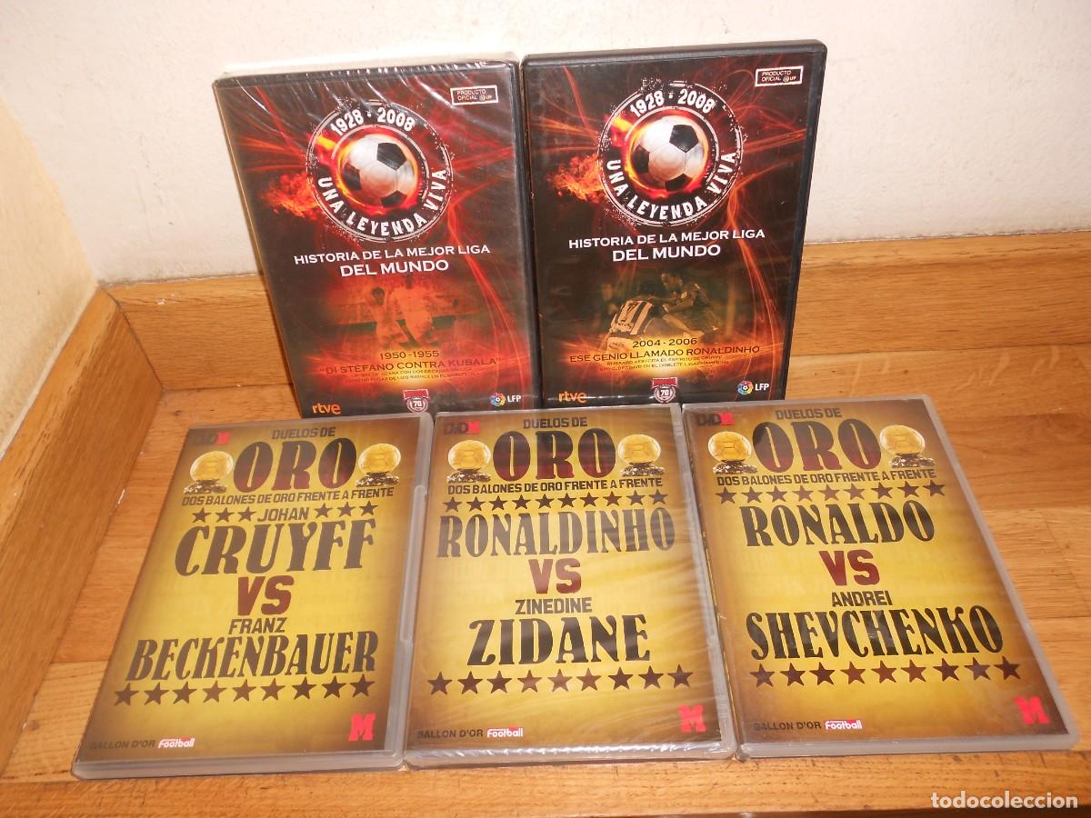 Coleccionismo deportivo: DUELOS de ORO y una LEYENDA VIVA : RONALDO / RONALDINHO / ZIDANE / CRUYFF / etc - LOTE 5 DVDs - 1&euro;y+