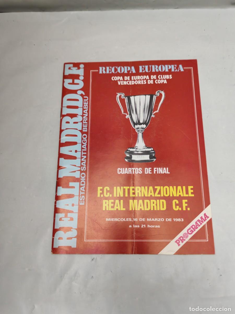Colecionismo desportivo: Programa Oficial Eliminatoria Recopa: Real Madrid-F.C. Internazionale, Santiago Bernab&eacute;u, 1983)