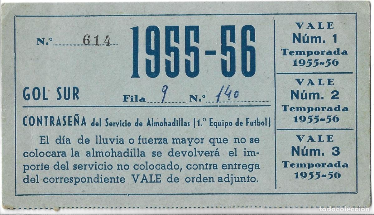 Coleccionismo deportivo: ESTADIO DE SARRIA-R.C.D.ESPA&Ntilde;OL-CONTRASE&Ntilde;A SERVICIO DE ALMOHADILLAS-TEMPORADA 1955/56