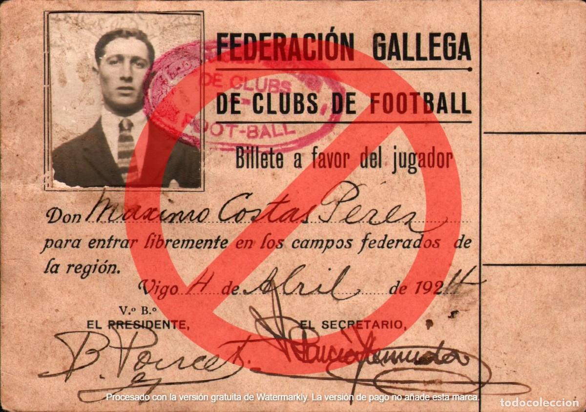 Coleccionismo deportivo: Carnet Oficial del jugador del Real Club Celta de Vigo M&aacute;ximo Costas 1923/24