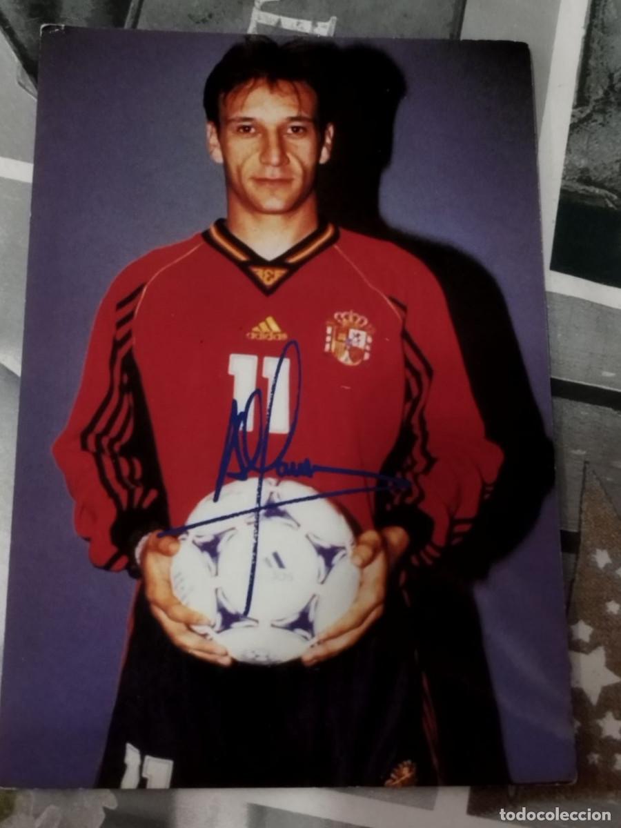 Coleccionismo deportivo: Postal Alfonso P&eacute;rez A&ntilde;os 90 Aut&oacute;grafo impreso Selecci&oacute;n espa&ntilde;ola de f&uacute;tbol