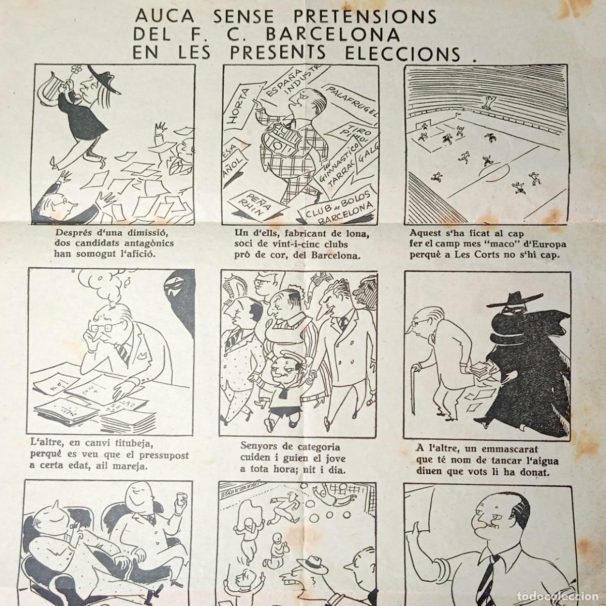 Coleccionismo deportivo: ⚜️ L04A01. Auca Elecciones FC Barcelona 1953 Miro-Sans Dibujo Munta&ntilde;ola Les Corts