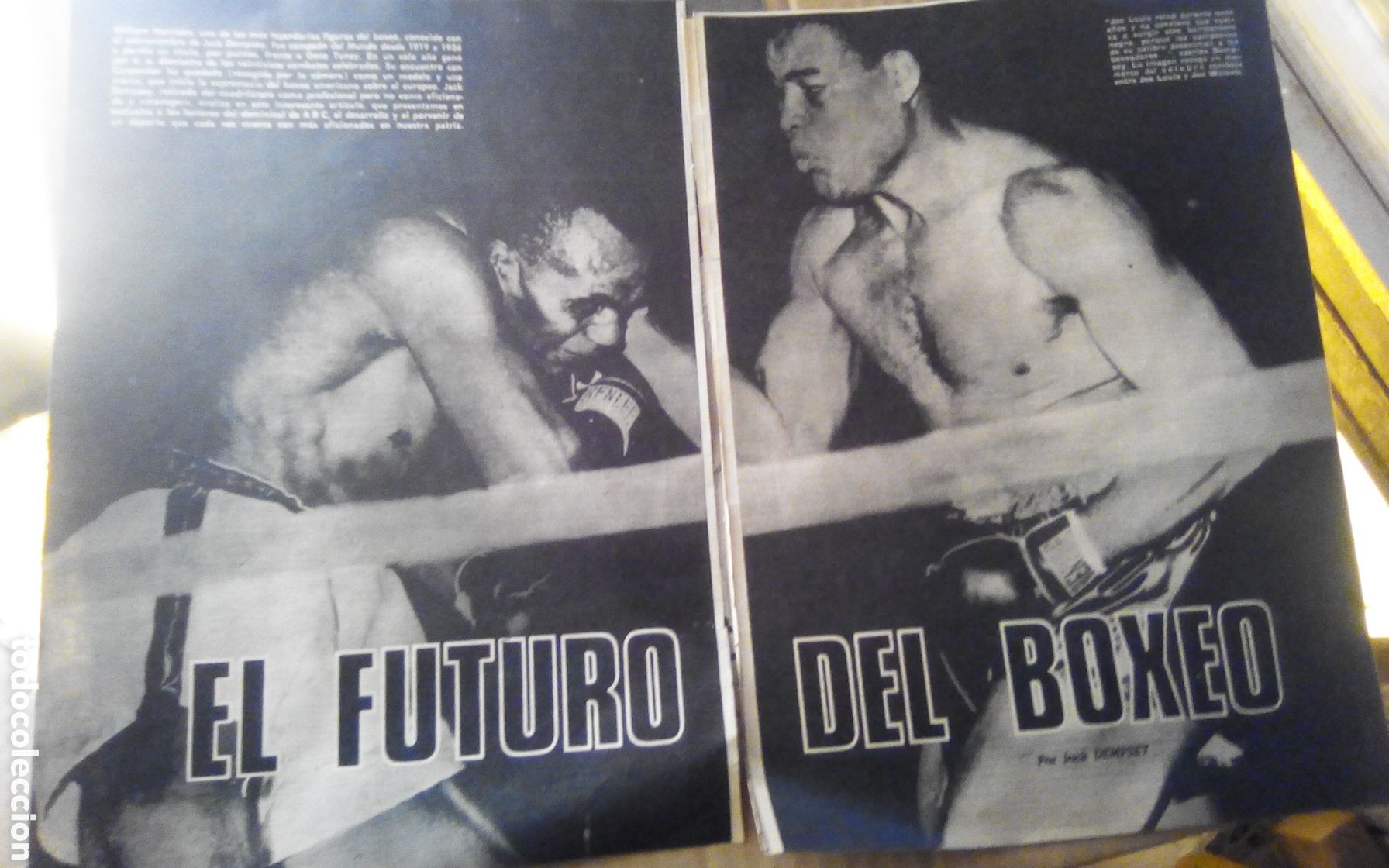 Coleccionismo deportivo: 5 Hojas peri&oacute;dico los domingos de ABC. 8-11-1970. El futuro del boxeo. Jack Dempsey, Joe Louis, Thom