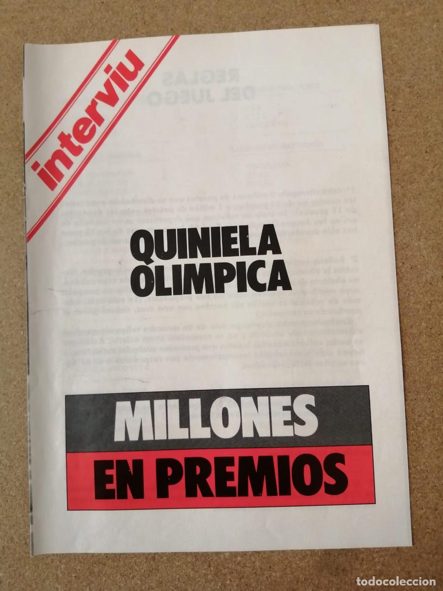 Coleccionismo deportivo: QUINIELA OLIMPICA INTERVIU
