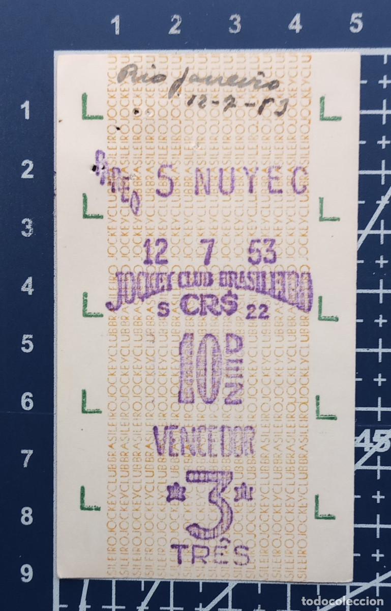 Coleccionismo deportivo: BOLETO DE APUESTAS H&Iacute;PICAS - JOCKEY CLUB BRASILEIRO - RIO DE JANEIRO - 1953