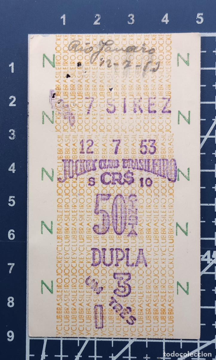 Coleccionismo deportivo: BOLETO DE APUESTAS H&Iacute;PICAS - JOCKEY CLUB BRASILEIRO - RIO DE JANEIRO - 1953