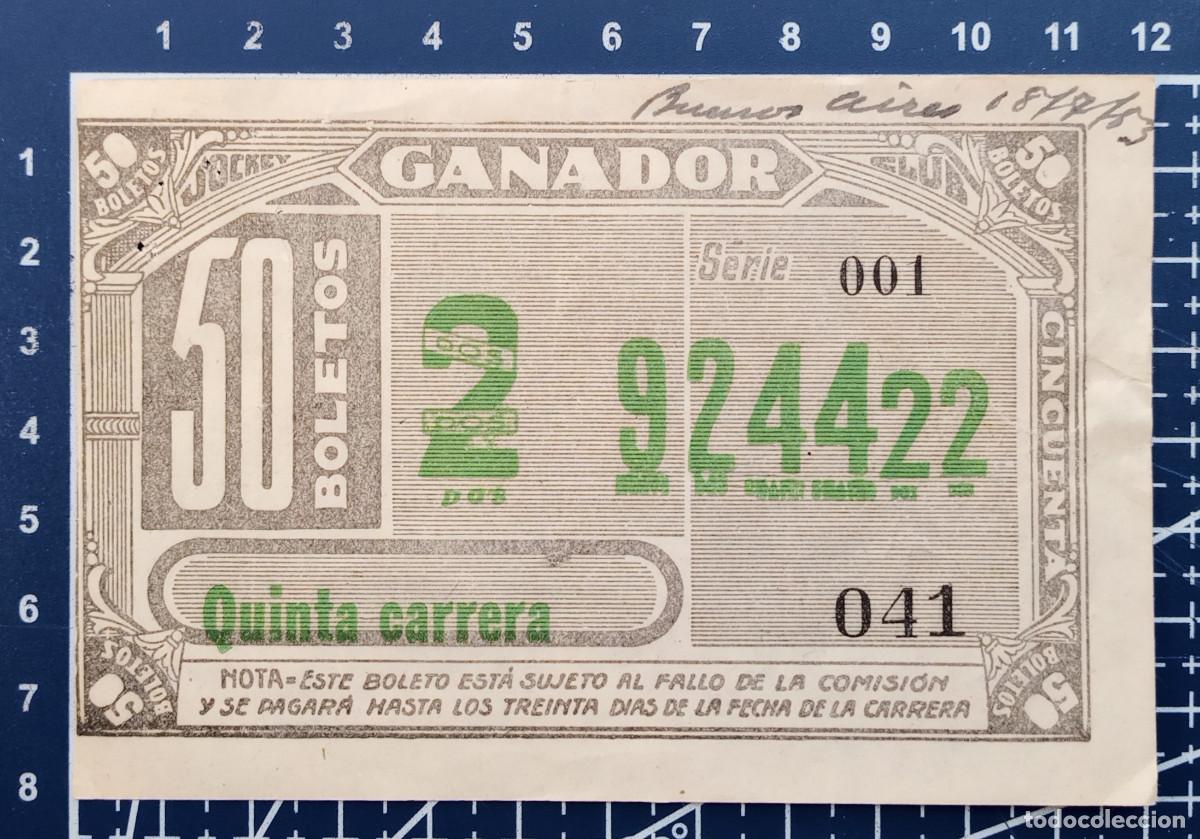 Coleccionismo deportivo: BOLETO DE APUESTAS H&Iacute;PICAS - JOCKEY CLUB BUENOS AIRES - 1953