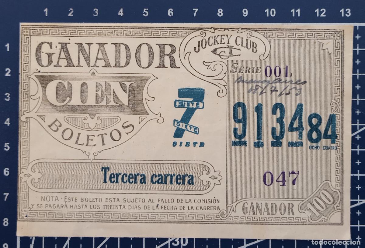 Coleccionismo deportivo: BOLETO DE APUESTAS H&Iacute;PICAS - JOCKEY CLUB BUENOS AIRES - 1953