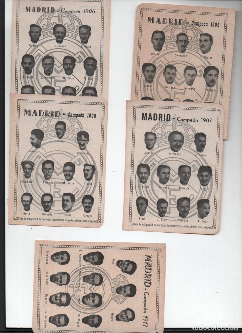Coleccionismo deportivo: FUTBOL. MADRID CAMPEON: 1905-1906-1907-1908-1917. LOTE 5 HOJAS INFORMATIVAS