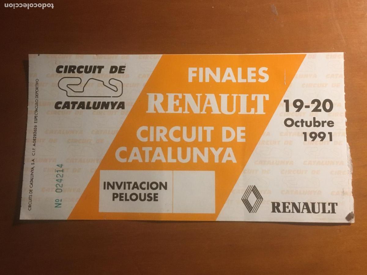 Coleccionismo deportivo: finales renault circuit catalunya octubre 1991 entrada original antigua