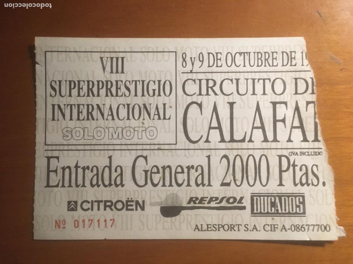 Sports collectibles: VIII superprestigio internacional solo moto circuito calafat a&ntilde;os 80 entrada original antigua
