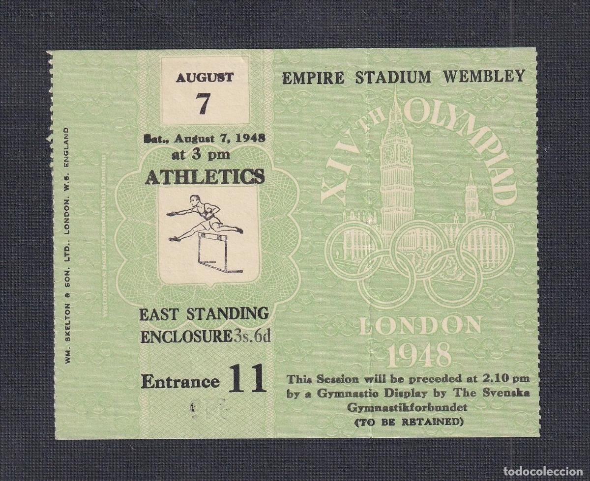 Coleccionismo deportivo: JUEGOS OLIMPICOS DE LONDRES 1948 ENTRADA AL ESTADIO DE WEMBLEY 7-8-48 ATHLETISMO