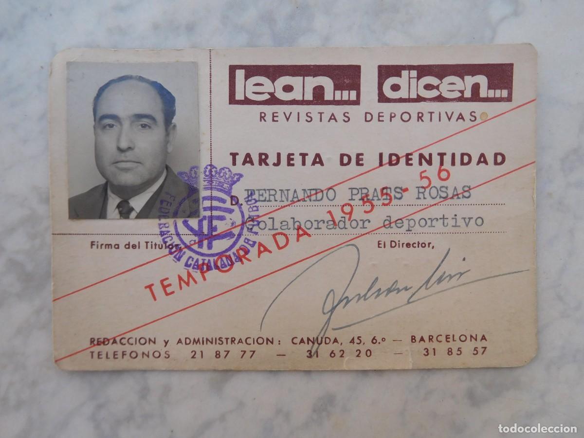 Coleccionismo deportivo: Tarjeta de identidad colaborador deportivo temporada 1955 1956 Lean dicen revistas deportivas