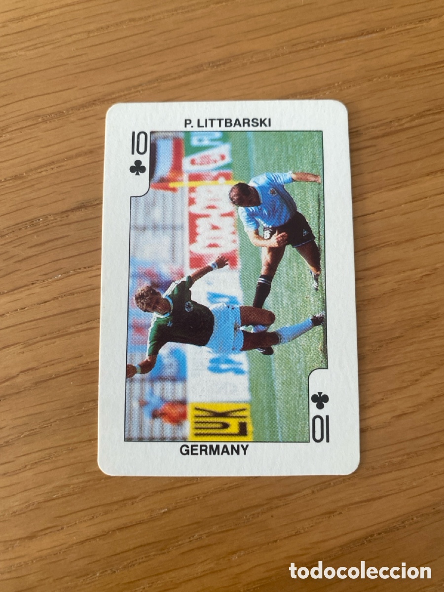 Coleccionismo deportivo: Carta naipe football euro 88 Littbarski 10 tr&eacute;bol - Eurocup 1988 no panini album