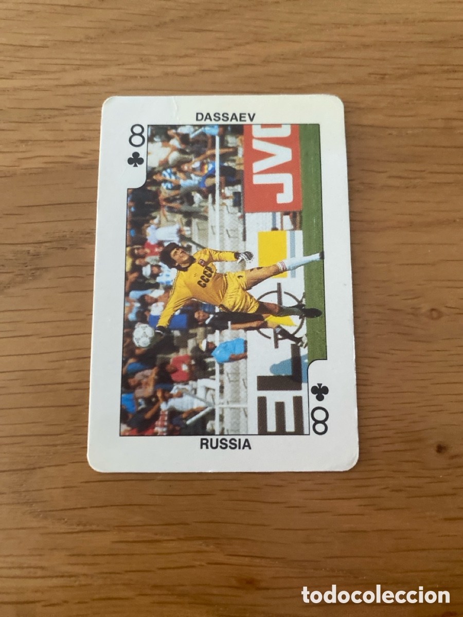 Coleccionismo deportivo: Carta naipe football euro 88 Dassaev 8 tr&eacute;bol - Eurocup 1988 no panini album