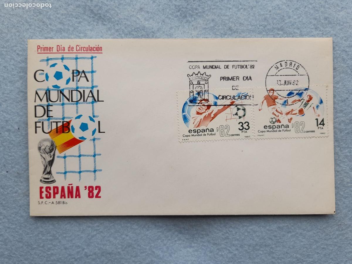 Coleccionismo deportivo: Mundial F&uacute;tbol Espa&ntilde;a 82. Sobre Primer d&iacute;a de Circulaci&oacute;n.