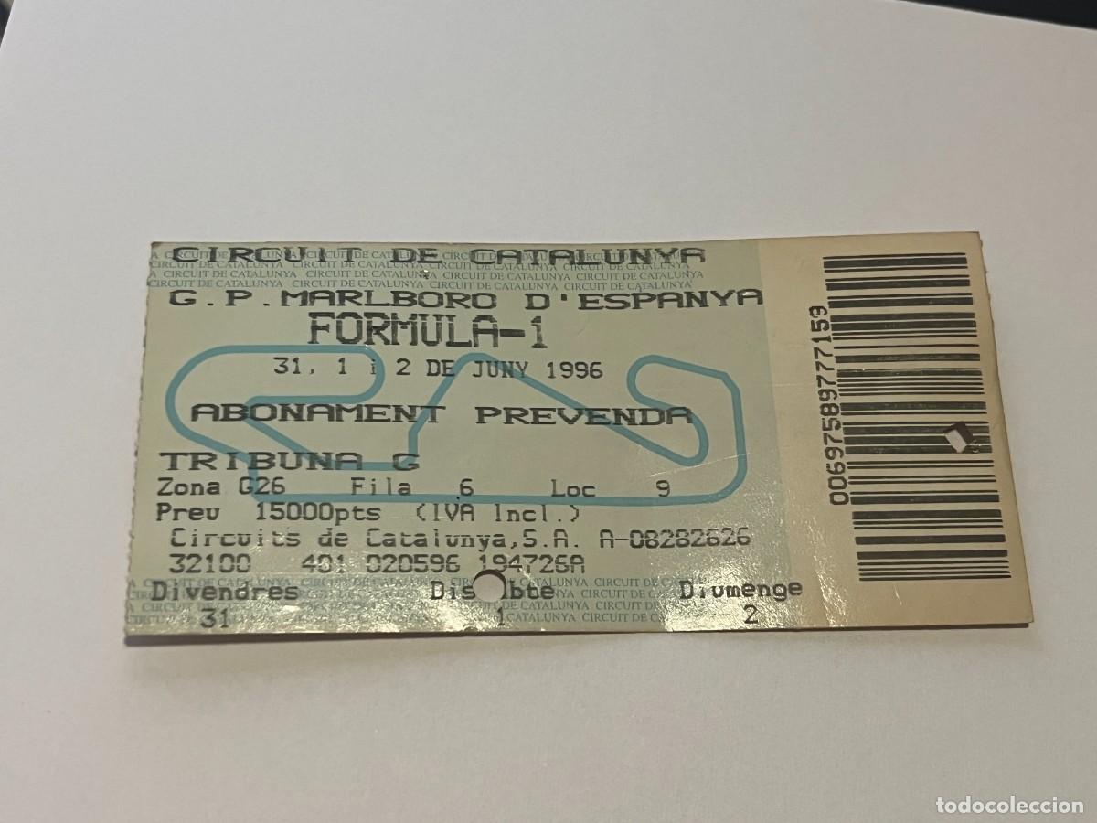 Collectionnisme sportif: ENTRADA ABONO AL CIRCUITO DE CATALUNYA G. P. MARLBORO D' ESPANYA 1996
