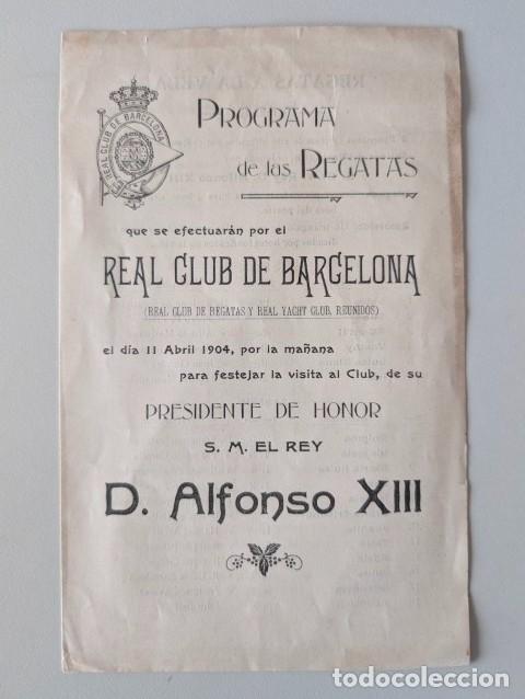 Coleccionismo deportivo: REAL CLUB DE BARCELONA (REAL CLUB DE REGATAS Y YACHT CLUB REUNIDOS)- REGATAS ALFONSO XIII
