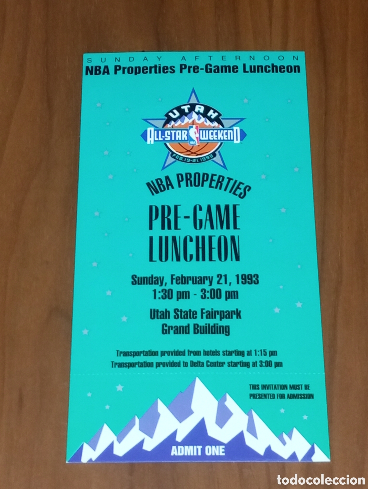 Coleccionismo deportivo: ENTRADA ENTERA NBA ALL STAR 1993 UTAH PRE-GAME LUNCHEON
