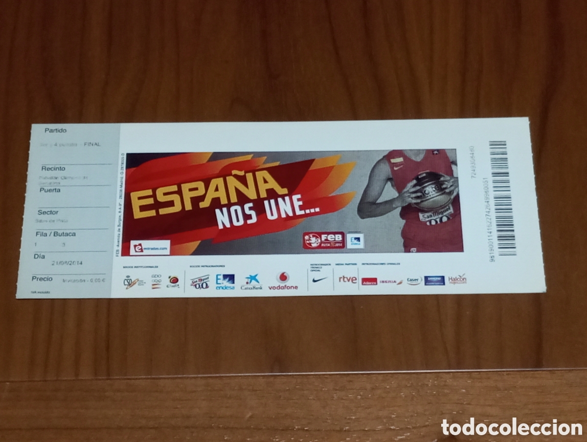Coleccionismo deportivo: ENTRADA TORNEO BALONCESTO CIUTAT DE BADALONA 2014 ESPA&Ntilde;A CROACIA M&Eacute;XICO UCRANIA 4/4 PUESTO Y FINAL